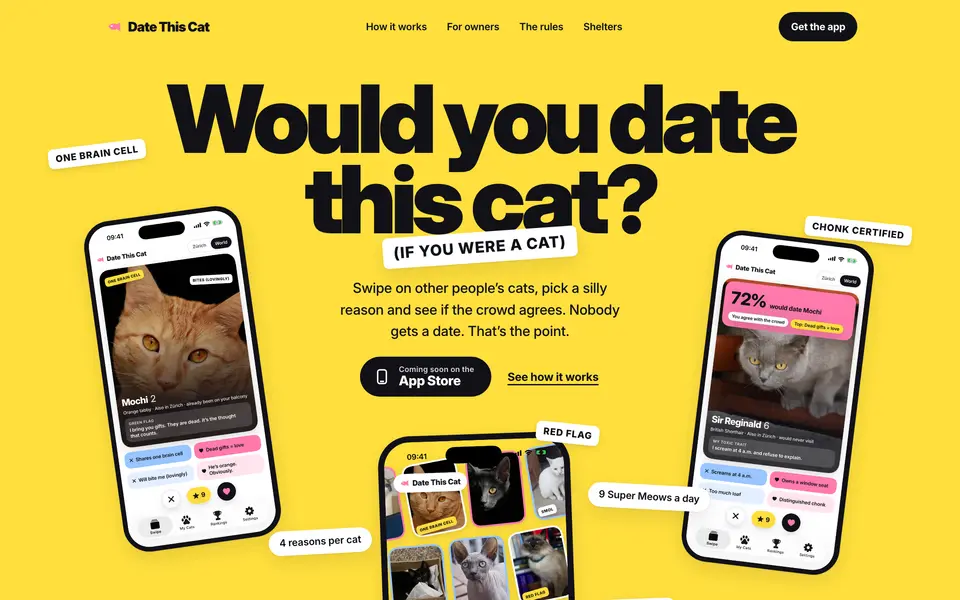 Screenshot datethiscat.com