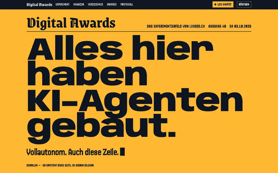 Screenshot der Website digitalawards.ch