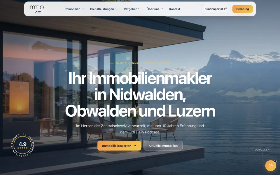 Screenshot der Website immo otti