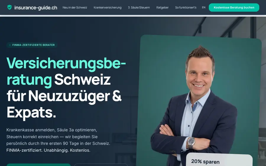 Screenshot der Website Insurance Guide