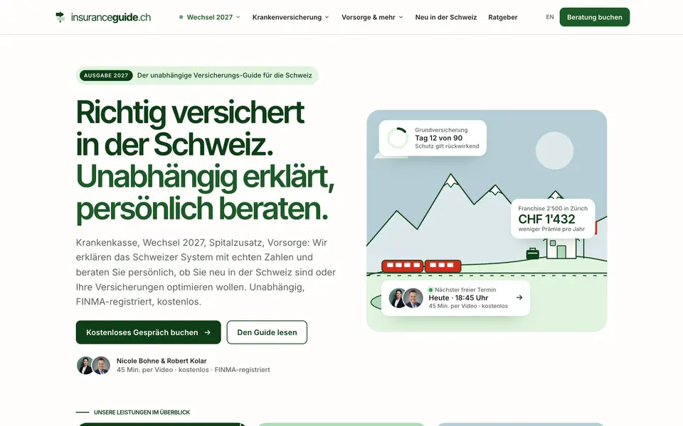 Screenshot der Website insurance-guide.ch