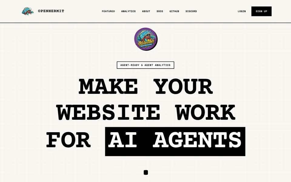 Screenshot der Website OpenHermit
