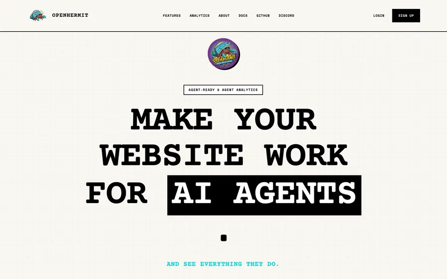 Screenshot der Website OpenHermit