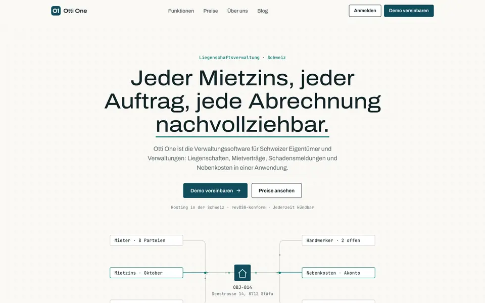 Screenshot der Website Otti One