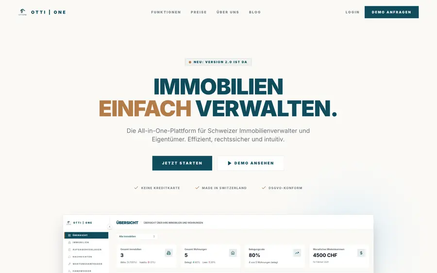 Screenshot der Website Ottione