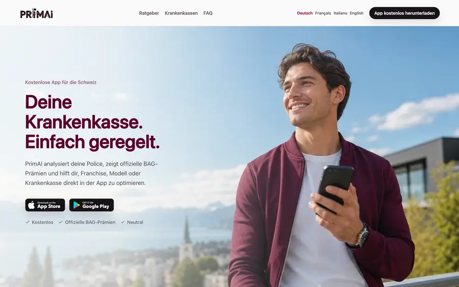 Screenshot der Website PrimAI