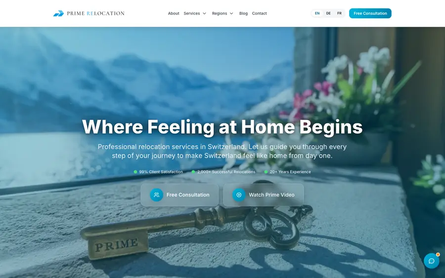 Screenshot der Website Prime Relocation