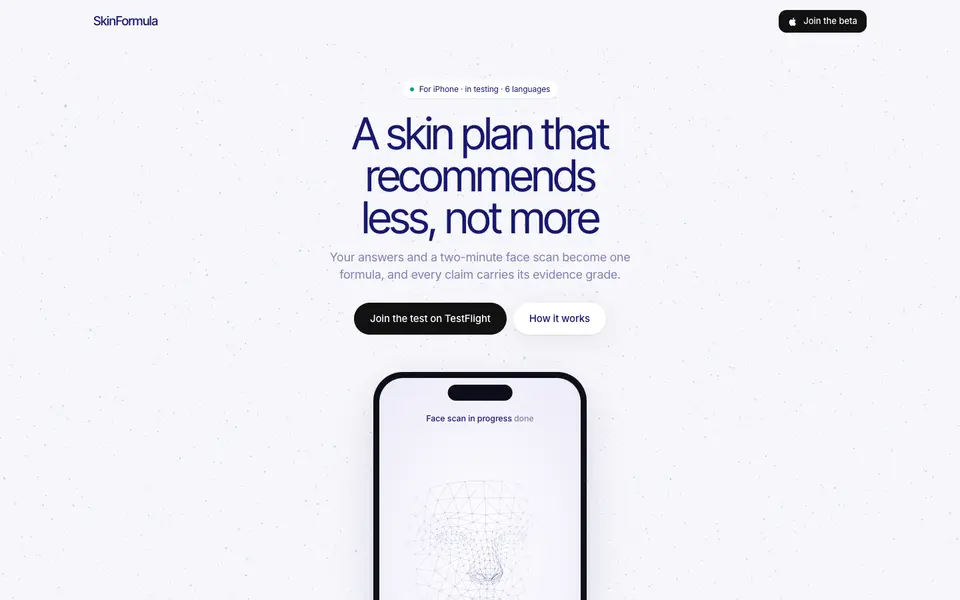 Screenshot skinformula.app