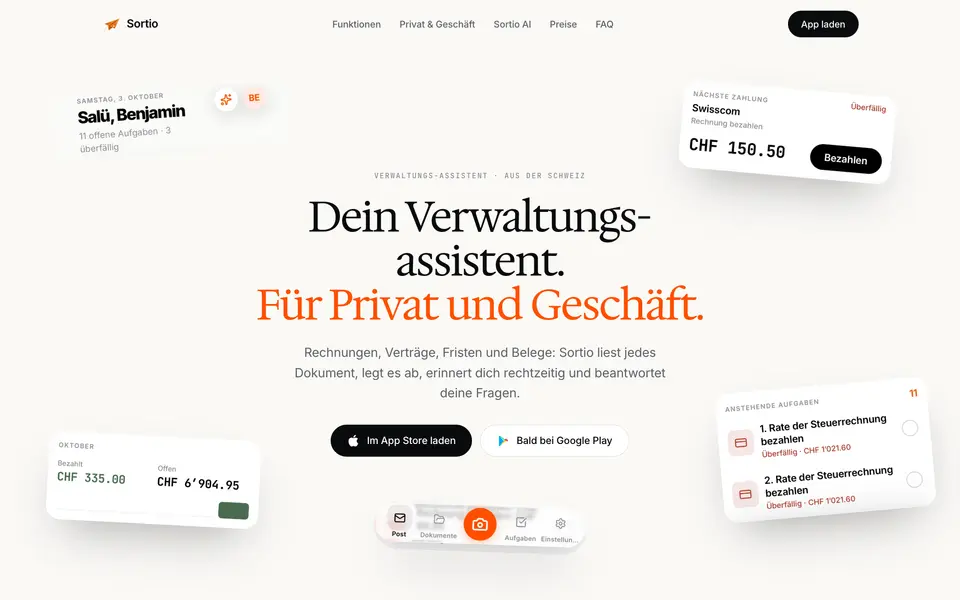 Screenshot sortio.ch