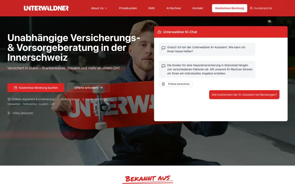 Screenshot der Website Unterwaldner