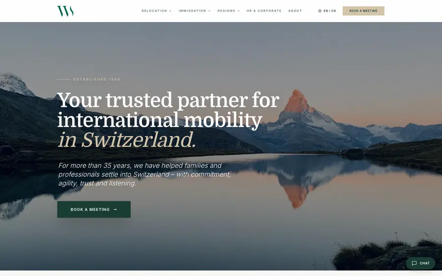 Screenshot der Website Welcome Service